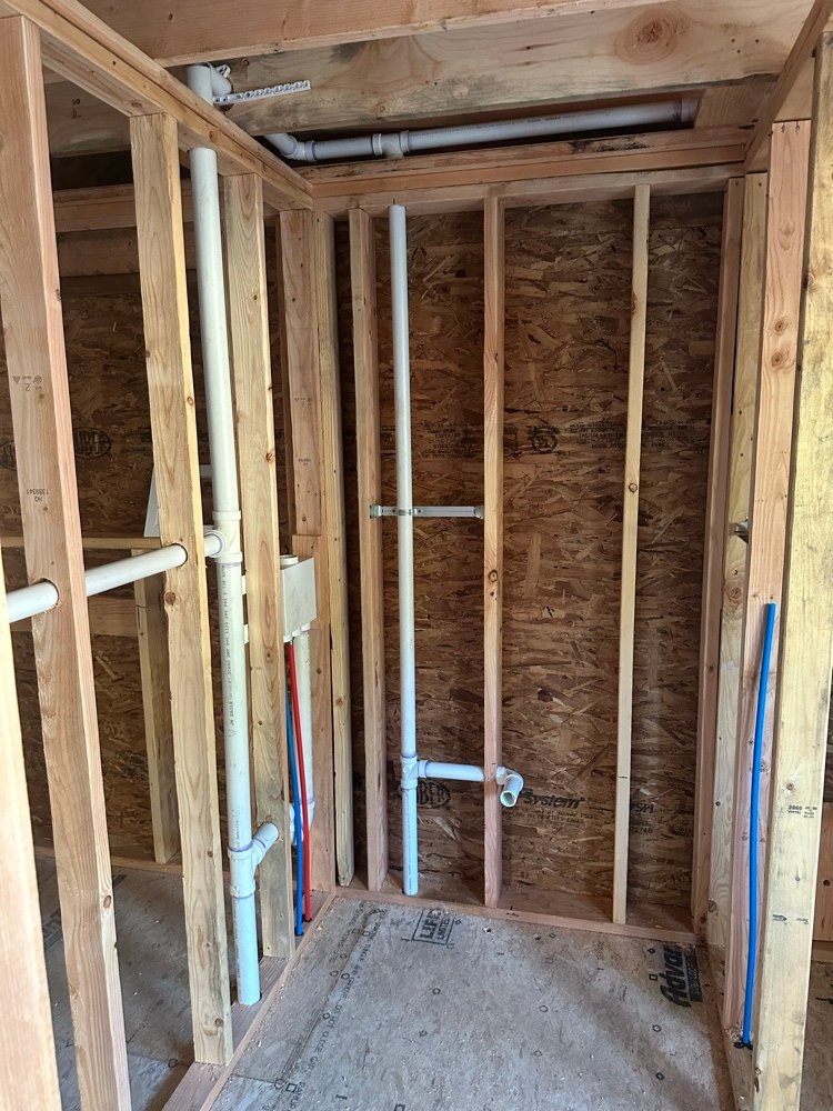 New construction plumbing rough-in framing